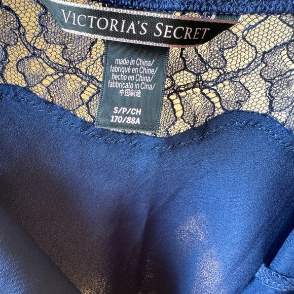 🔥Victoria’s Secret Silk Slip Dress Navy Blue S Adjustable High-Low Hem - Trendy - Picture 5 of 8